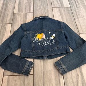 Girls Hot Shot Clothing Demin Jacket Embroidered Beauty Buzz Bling Bee Flower